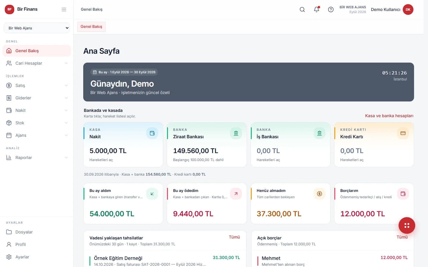 Bir Finans — İş, cari ve finans yönetimi